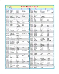 Train Number Index Train from to Train Table Train from to Train Table No