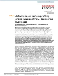 Bran Serine Hydrolases Achintya Kumar Dolui1,2, Arun Kumar Vijayakumar2,3, Ram Rajasekharan1,2,4 & Panneerselvam Vijayaraj1,2*