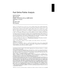 Fast Online Pointer Analysis