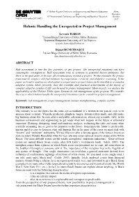 Holonic Handling the Unexpected in Project Management