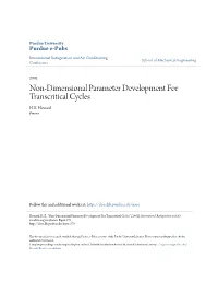 Non-Dimensional Parameter Development for Transcritical Cycles H