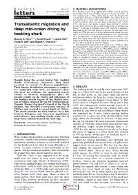Transatlantic Migration and Deep Mid-Ocean Diving by Basking Shark