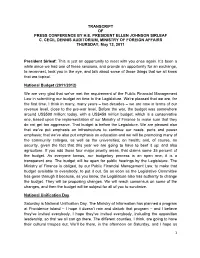 Transcript of Press Conference by H.E
