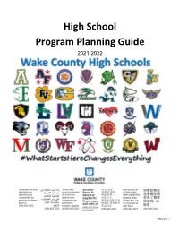 WCPSS 2021-2022 High School Program Planning Guide