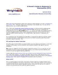 A Parent's Guide to Response to Intervention (RTI)