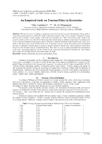 An Empirical Study on Tourism Policy in Karnataka