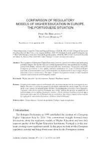Comparison of Regulatory Models of Higher Education in Europe