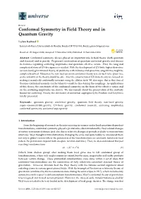 Conformal Symmetry in Field Theory and in Quantum Gravity