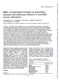 Effect of Ipratropium Bromide on Mucociliary Clearance and Pulmonary Function in Reversible Airways Obstruction