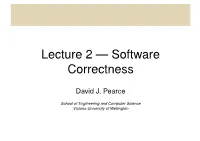 Lecture 2 — Software Correctness