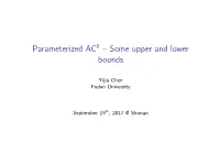 Parameterized AC0 – Some Upper and Lower Bounds
