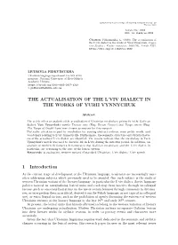 The Actualisation of the L'viv Dialect in the Works of Yurii Vynnychuk