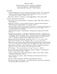 THOMAS J. MISA Program in History of Science, Technology & Medicine University of Minnesota Minneapolis MN 55455 Tmisa [