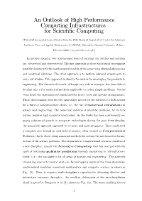 An Outlook of High Performance Computing Infrastructures for Scientiﬁc Computing