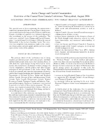 Arctic Change and Coastal Communities: Overview of The