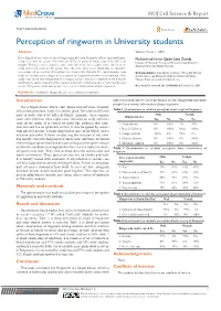 Perception of Ringworm in University Students
