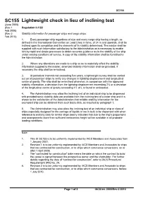 SC155 SC155 Lightweight Check in Lieu of Inclining Test