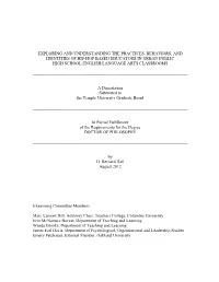Exploring and Understanding the Practices, Behaviors, and Identities of Hip-Hop Based Educators in Urban Public High School English/Language Arts Classrooms