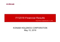 FY2018 Financial Results Presentation Material