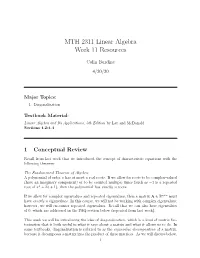 MTH 2311 Linear Algebra Week 11 Resources