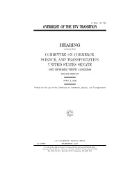 Oversight of the Dtv Transition Hearing