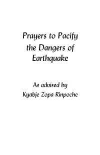 Prayers to Pacify the Dangers of Earthquake