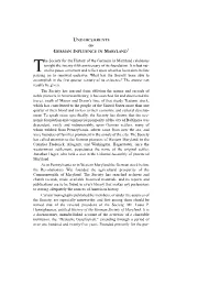 Undercurrents of German Influence in Maryland,” a Word of Explanation Is Necessary
