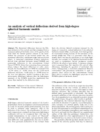 An Analysis of Vertical Deflections Derived from High-Degree Spherical