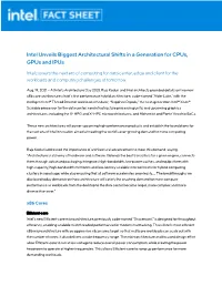 Fact Sheet: Intel Unveils Biggest Architectural Shifts in a Generation