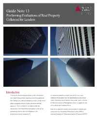 Guide Note 13 Performing Evaluations of Real Property Collateral for Lenders