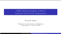 Lecture 4 Feedforward Neural Networks, Backpropagation