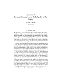 Appendix F: Personal Observations on the Reliability of the Shuttle