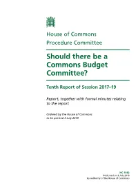 Should There Be a Commons Budget Committee?