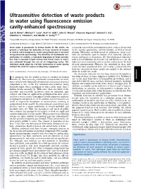 Ultrasensitive Detection of Waste Products in Water Using Fluorescence Emission Cavity-Enhanced Spectroscopy
