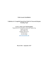 Validation of a Geospatial Liquefaction Model for Noncoastal Regions Including Nepal