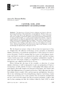Cantor, God, and Inconsistent Multiplicities*