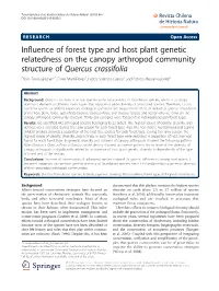 Influence of Forest Type and Host Plant Genetic Relatedness on the Canopy Arthropod Community Structure of Quercus Crassifolia