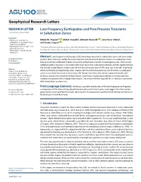 Low-Frequency Earthquakes and Pore Pressure Transients In