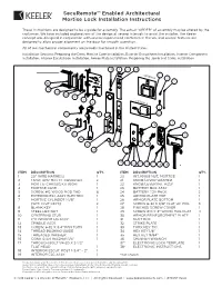 Securemote™ Enabled Architectural Mortise Lock Installation Instructions