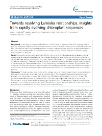 Towards Resolving Lamiales Relationships