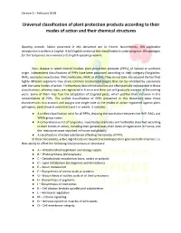 Universal Classification of Plant Protection Products According to Their Modes of Action and Their Chemical Structures