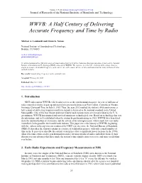 WWVB: a Half Century of Delivering Accurate Frequency and Time by Radio
