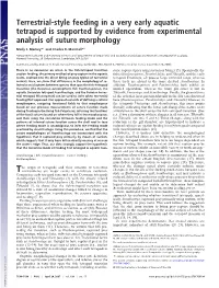 Terrestrial-Style Feeding in a Very Early Aquatic Tetrapod Is Supported by Evidence from Experimental Analysis of Suture Morphology