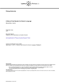 Tilburg University a Natural Proof System for Natural Language