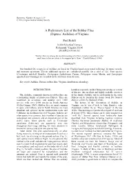 A Preliminary List of the Robber Flies (Diptera: Asilidae) of Virginia