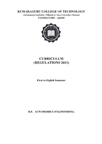 B.E Automobile Engineering –