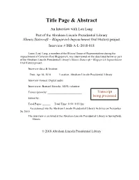 Blagojevich Impeachment Oral History Project Interview # ISB-A-L-2018-018