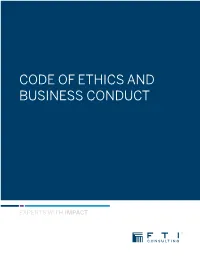 Code of Ethics and Business Conduct