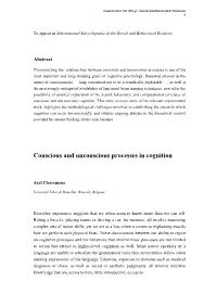 Conscious and Unconscious Processes in Cognition