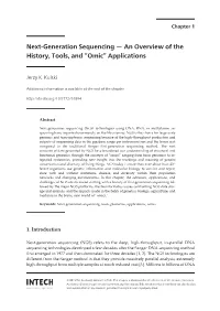 Next-Generation Sequencing — an Overview of the History, Tools, and “Omic” Applications